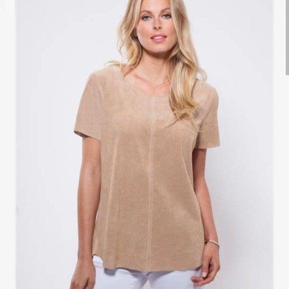 ECRU Perforated Suede Top - Picture 1 of 16